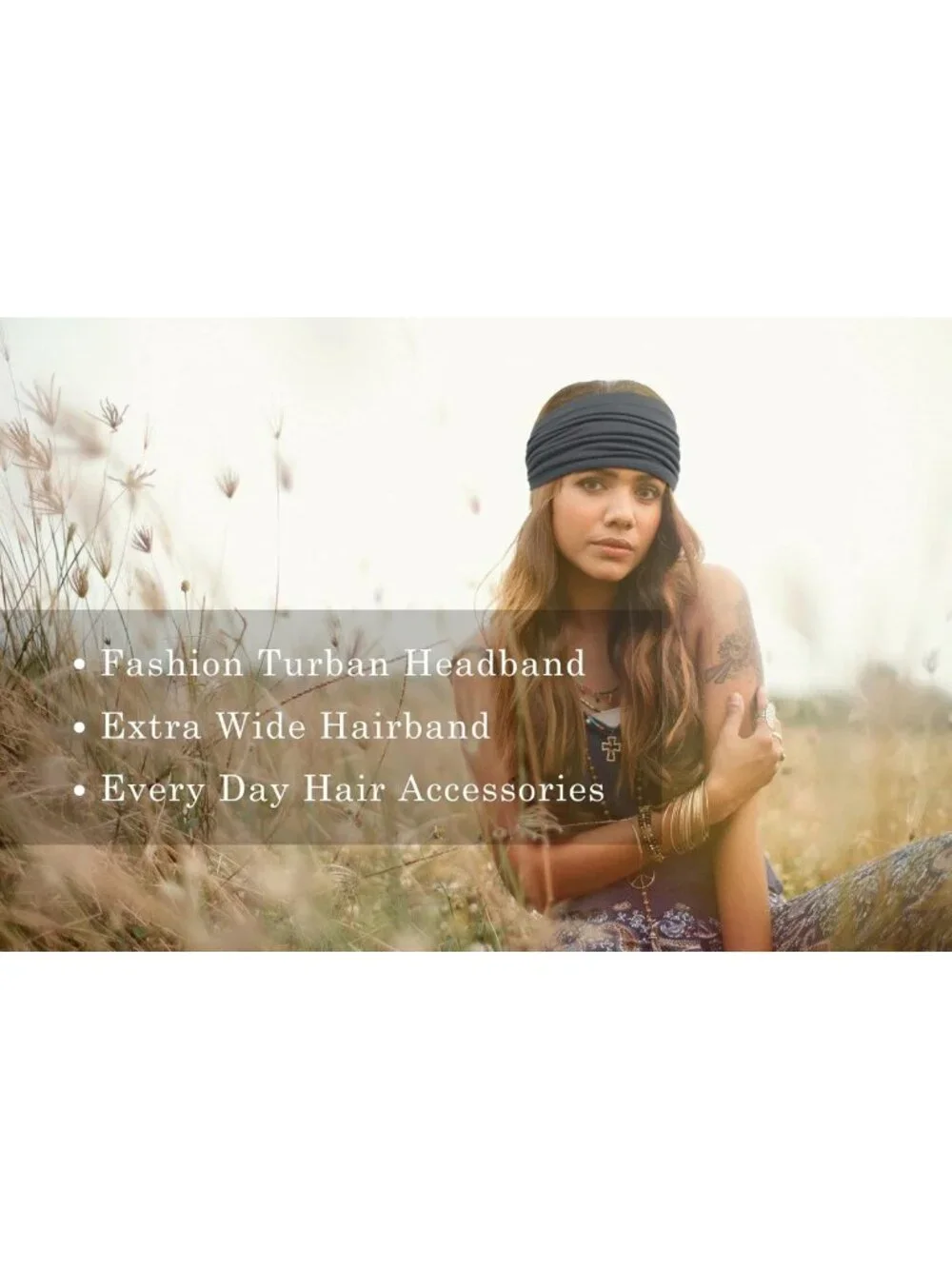 7'' Extra Wide Thick Turban Headbands for Women - Non-Slip Boho Hair
